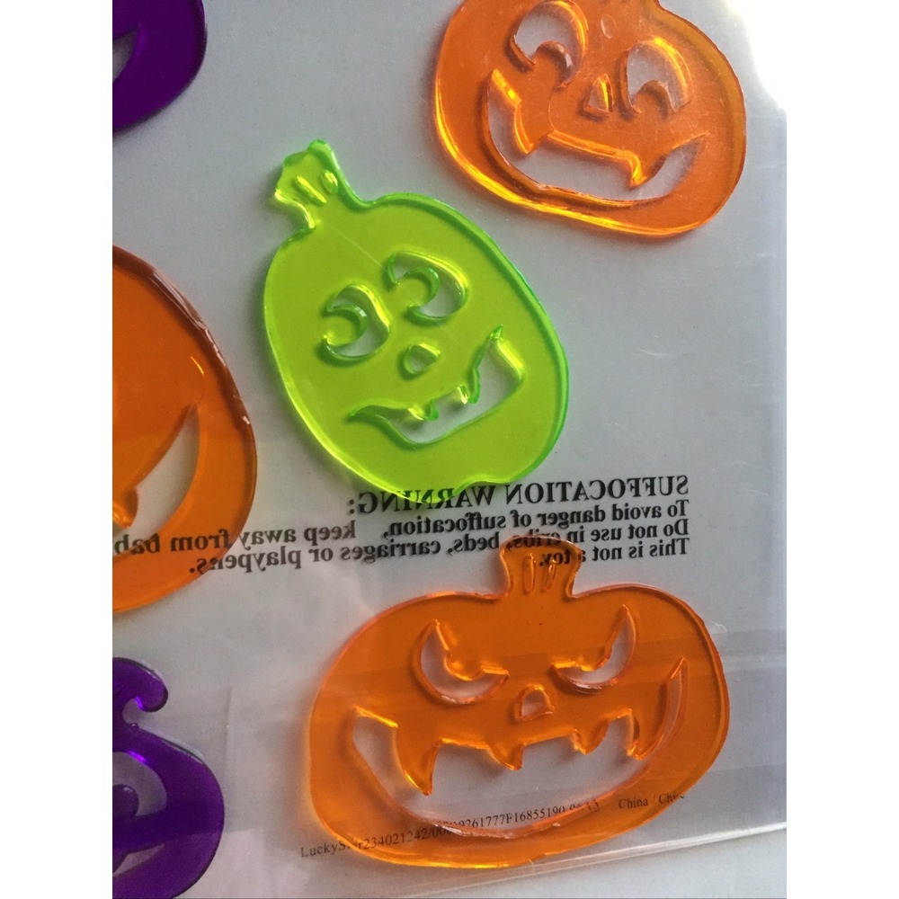 NEW HALLOWEEN‎ 6 pc Window Gel Clings Decoration Spooky Jack-o-Lantern Pumpkins! - Picture 2 of 2